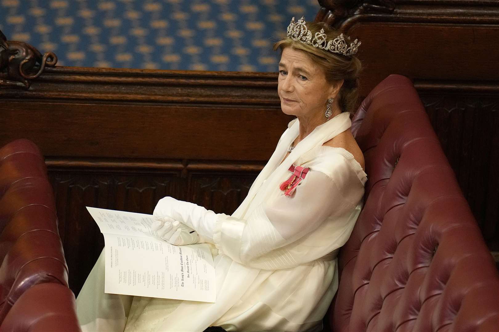 Princess Antonia, Duchess of Wellington waits for the start of the state opening of Parliament (Kirsty Wigglesworth/PA)