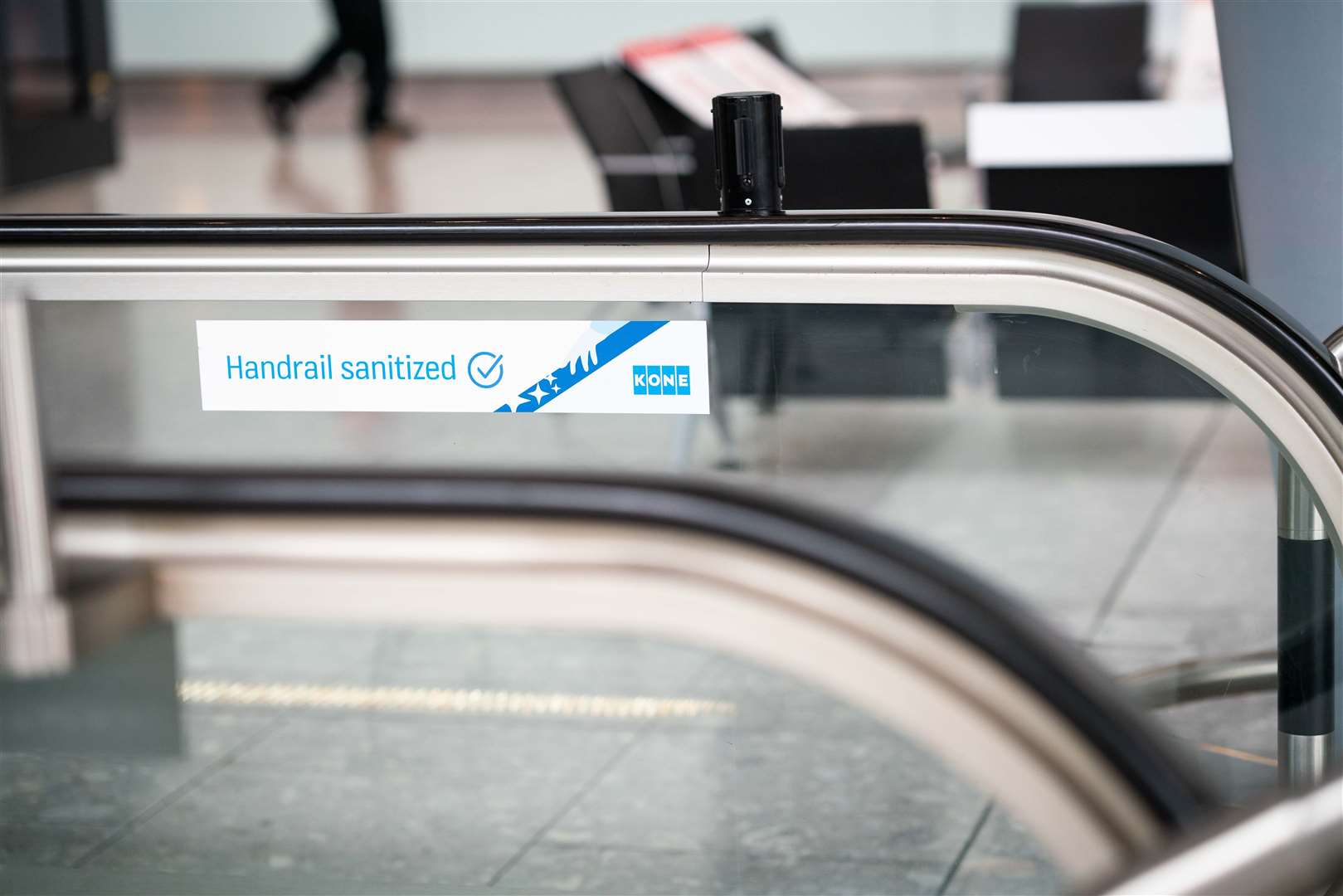 UV handrail cleaning technology on an escalator (Heathrow Airport/PA)