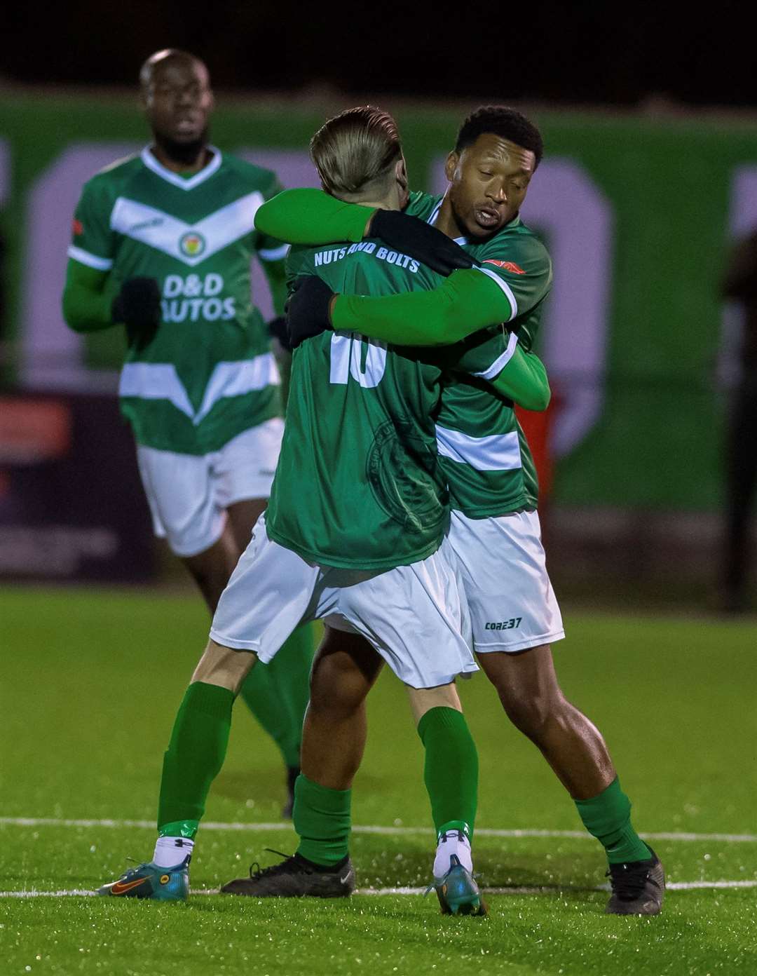 Vance Bola celebrates after putting Ashford 2-0 up against Ramsgate. Picture: Ian Scammell