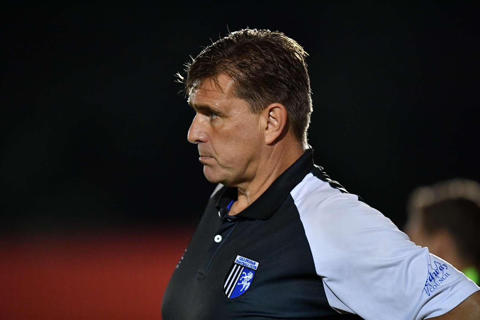 Gillingham coach Jason Lillis on the touchline at Park View Road Picture: Keith Gillard