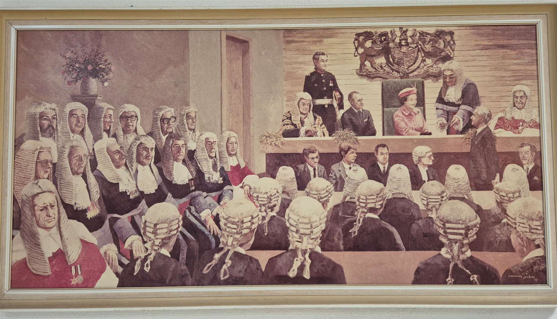 The painting to mark the opening of Maidstone Combined Court Centre by Queen Elizabeth II on October 31, 1984, which hangs in the Barker Road building's reception area. Picture: Julia Roberts