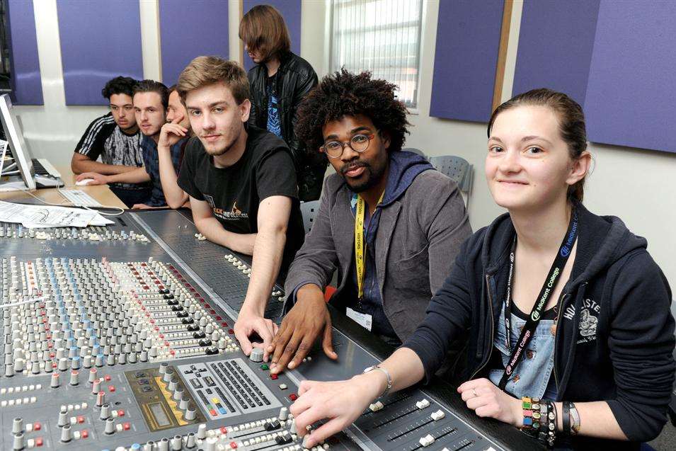 Steve Hook, Justin Merrick and Ashleigh Chalmers in the recording studio