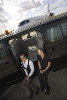 Deborah Knips (left) and Natalie Aylett, pictured at Kent International Airport where they are now based