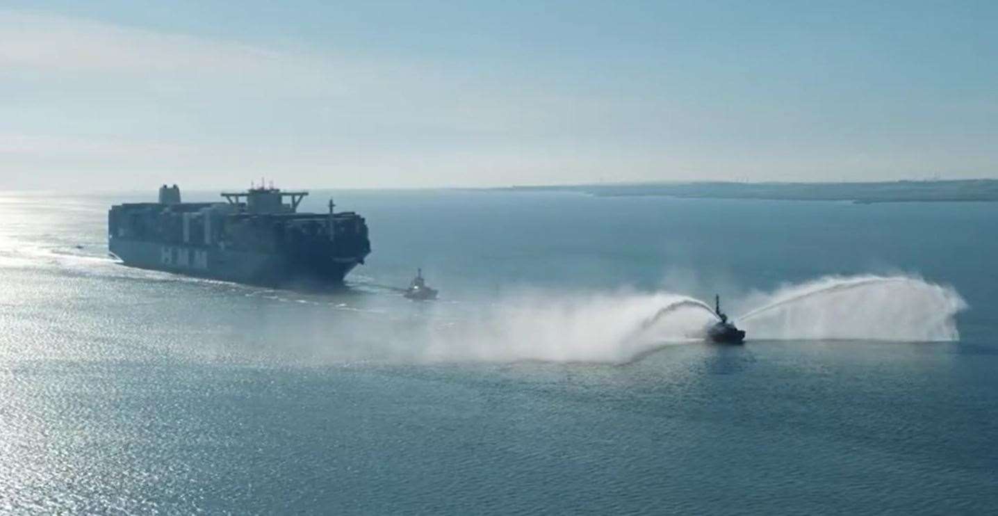 Arrival of HMM Algeciras, the world's largest container ship, at Thurrock. Picture: Port of London Authority