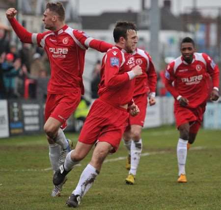 Jake Gallagher celebrates his equaliser