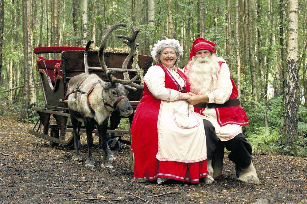 Father Christmas, his Elves, Mother Christmas and two of their reindeer get ready for Christmas at Lapland UK.