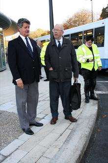 Cllr Les Wicks (Con) is harangued by retired delivery driver Eric Sharp, 79.