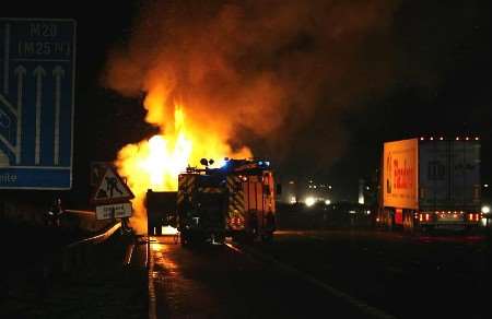 The dramatic scene on the M20. Photograph: JAMIE GRAY