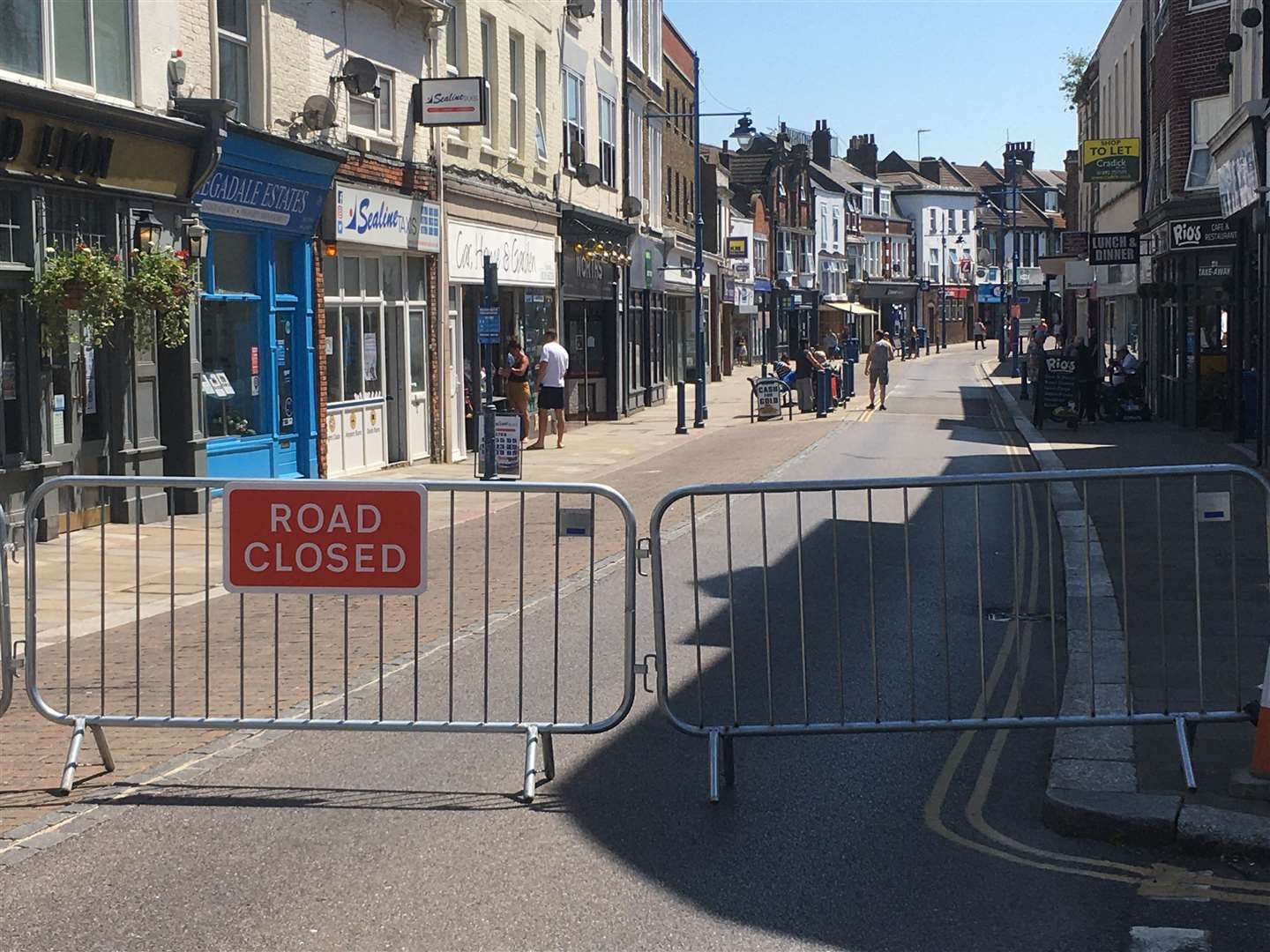 Barriers closing off Sheerness High Street to traffic