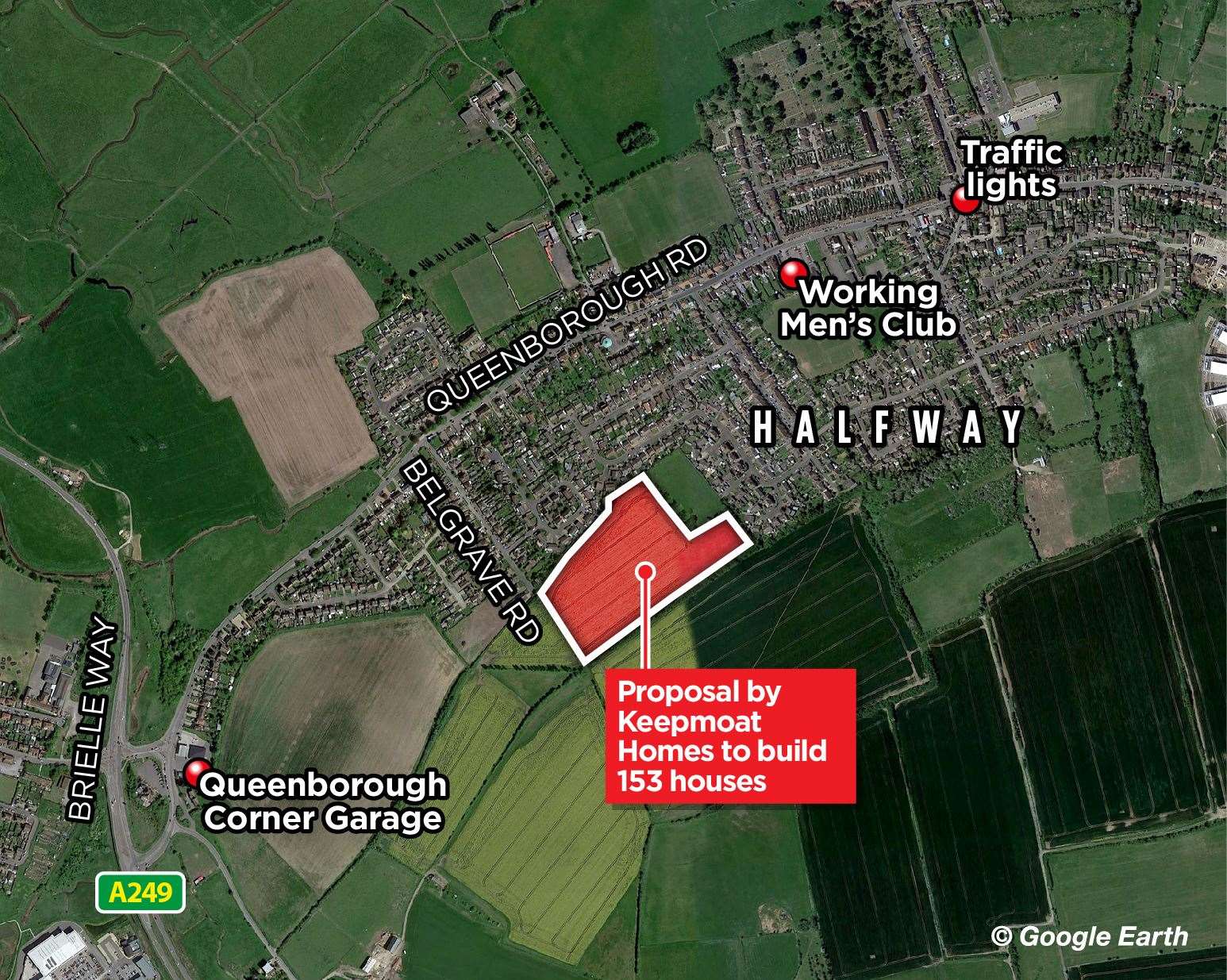 The Keepmoat Homes proposal for 153 homes in Halfway has been approved by Swale council
