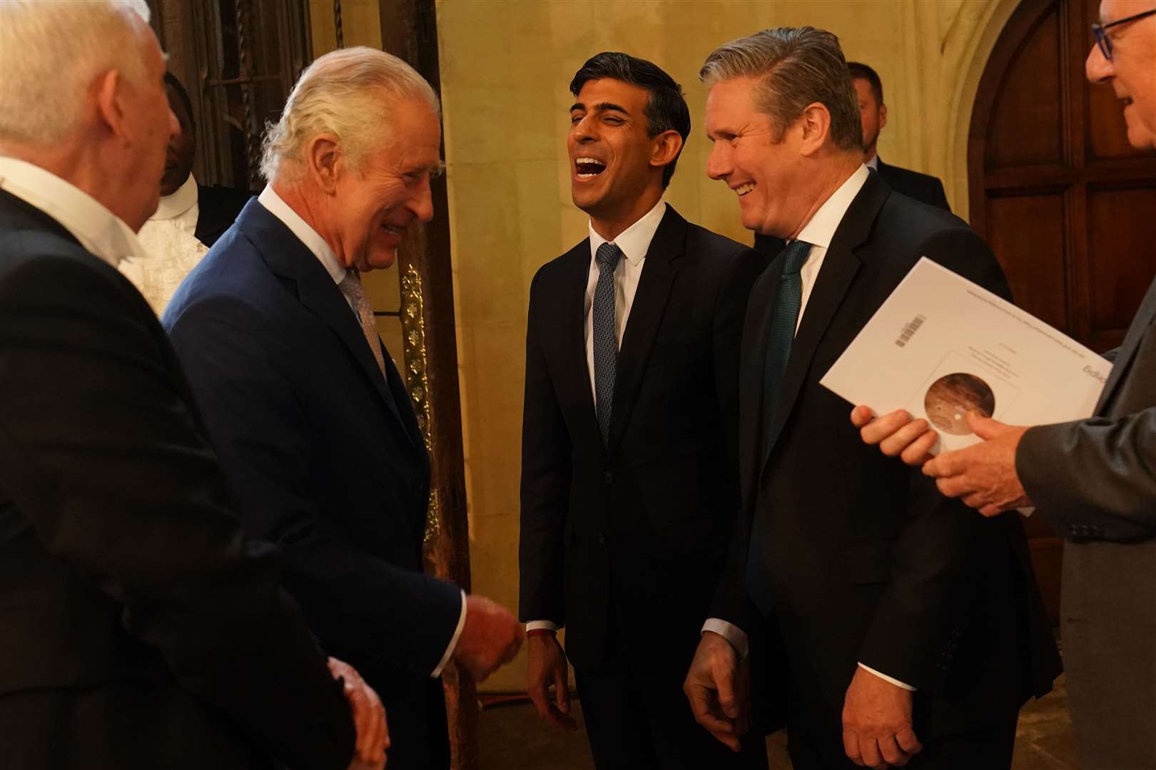 The King with Rishi Sunak and Sir Keir Starmer (Arthur Edwards/The Sun/PA)