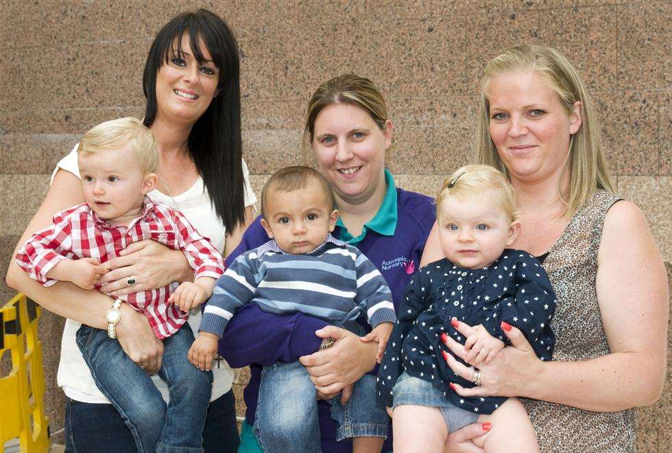 Last year's Cute Kids' finalists: Winner Zachariah Ashby and mum, Victoria, with runners-up Kian Fuller-Skea and mum Kristina and Trixy-Lou White and mum Louise