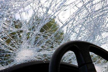 Shattered windscreen stock picture