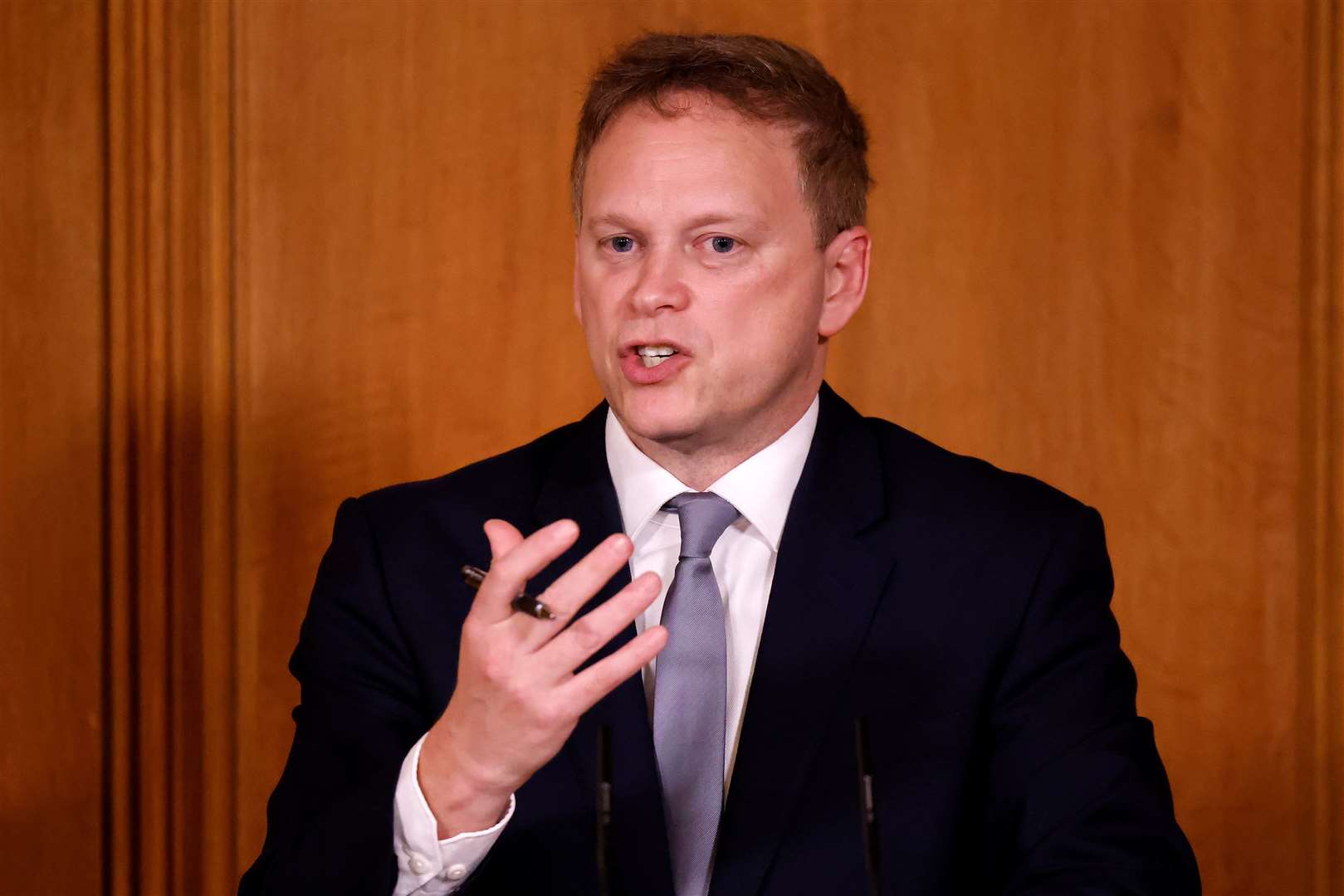 Transport Secretary Grant Shapps during a media briefing in Downing Street on Covid-19 (Tolga Akmen/PA)