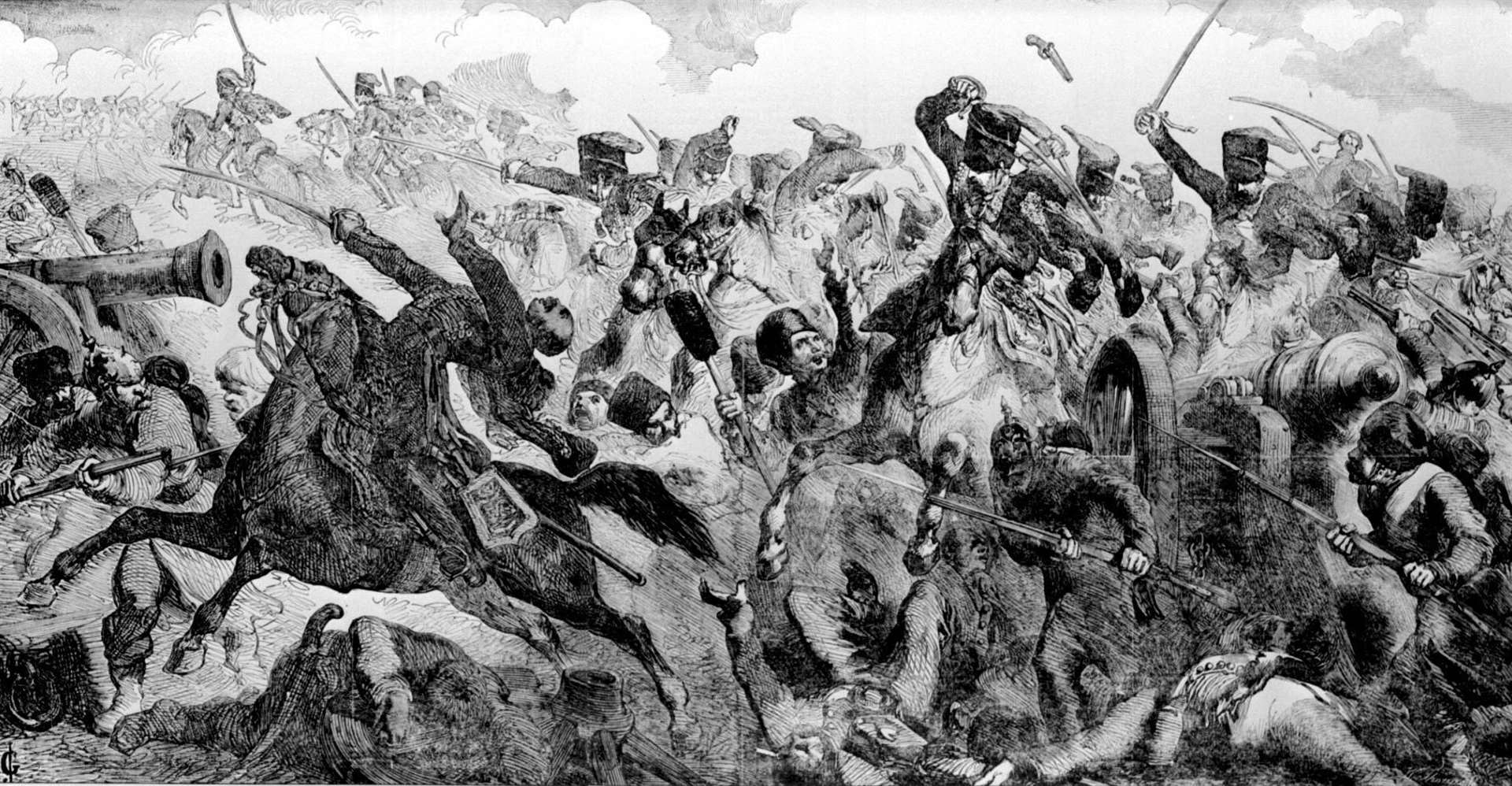 A drawing of the Charge of the Light Brigade during the Crimean War (PA)