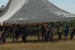 Protestors arrive at the Climate Camp in 2008