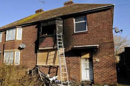 The fire-ravaged house in Swale Avenue, Rushenden