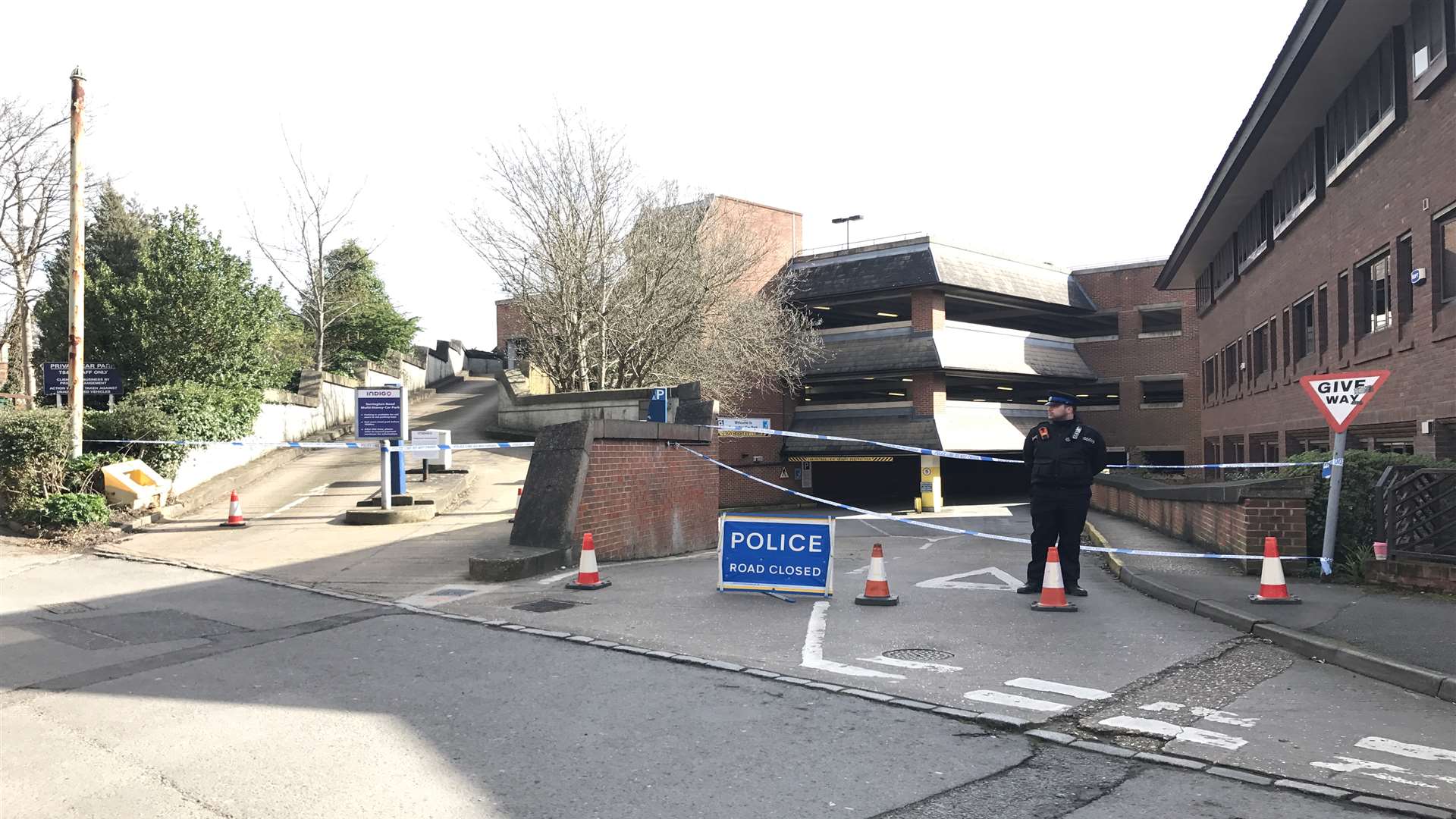 Police cordoned off Torrington car park after the alleged murder