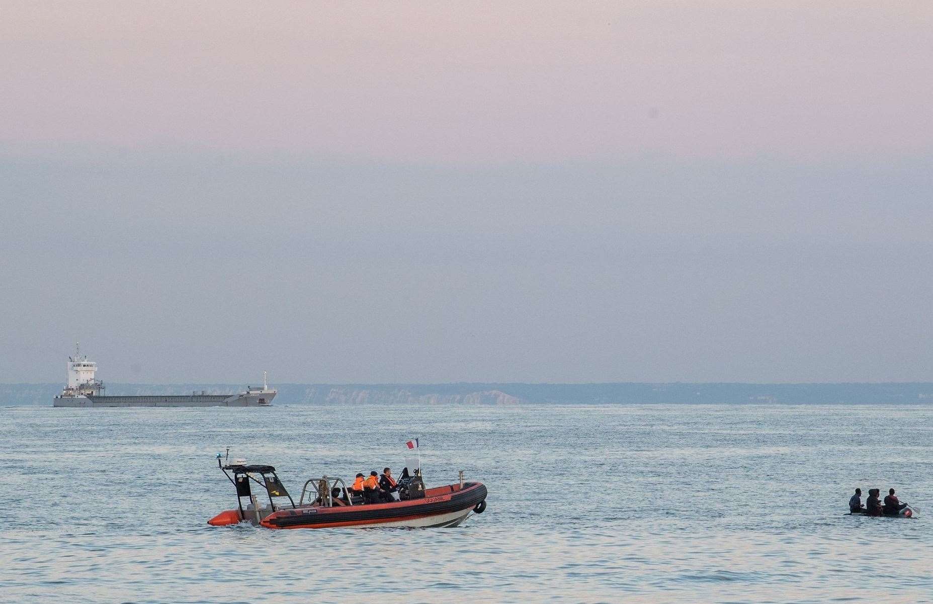 French authorities dealing with migrant crossings (Prefecture Maritime Manche et Mer du Nord/PA)