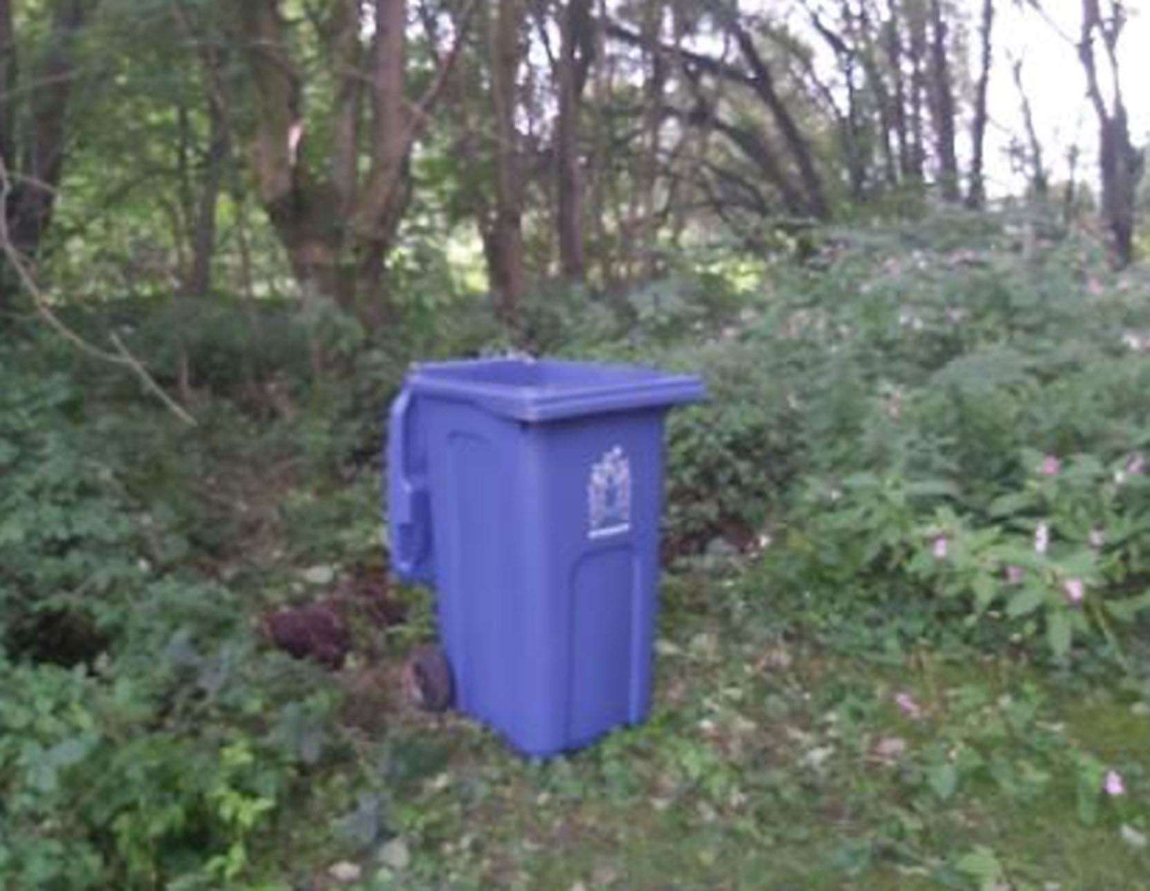 The blue wheelie bin found in the cemetery (Lancashire Constabulary/PA)