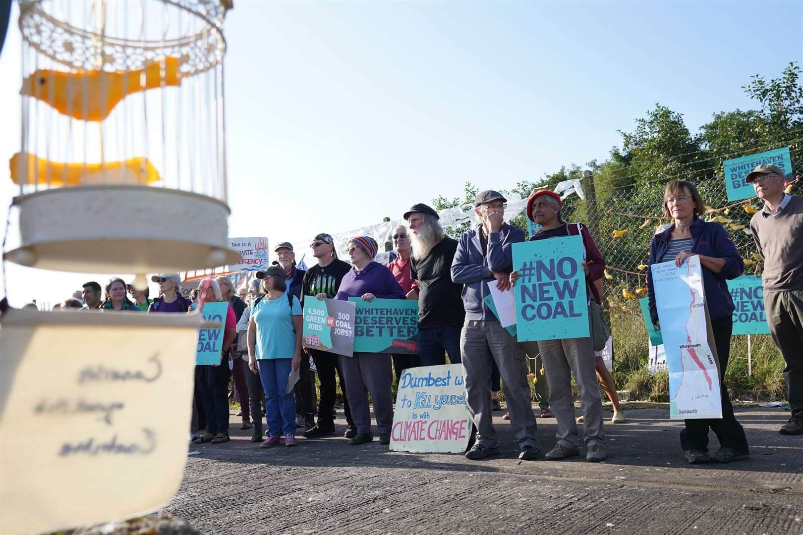 Demonstrations last year outside the proposed colliery (Owen Humphreys/PA)