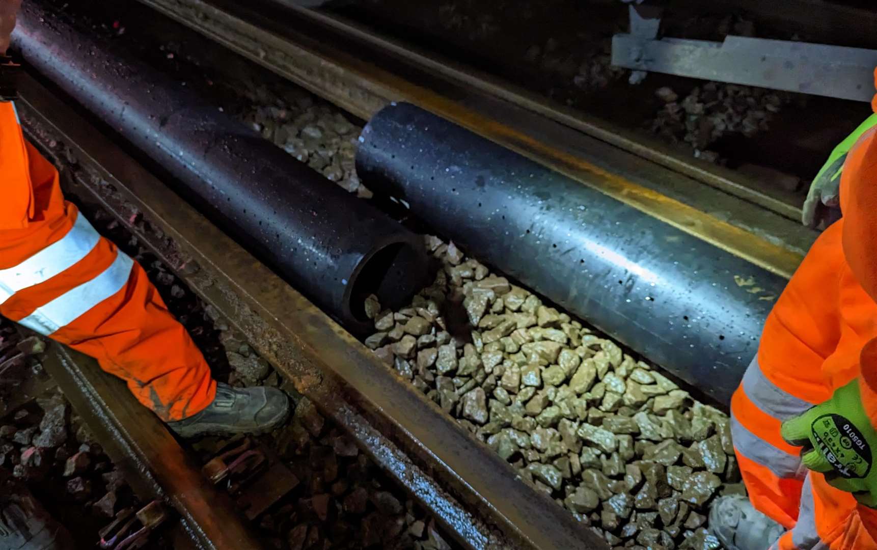 New drainage is being installed in the Selling tunnel