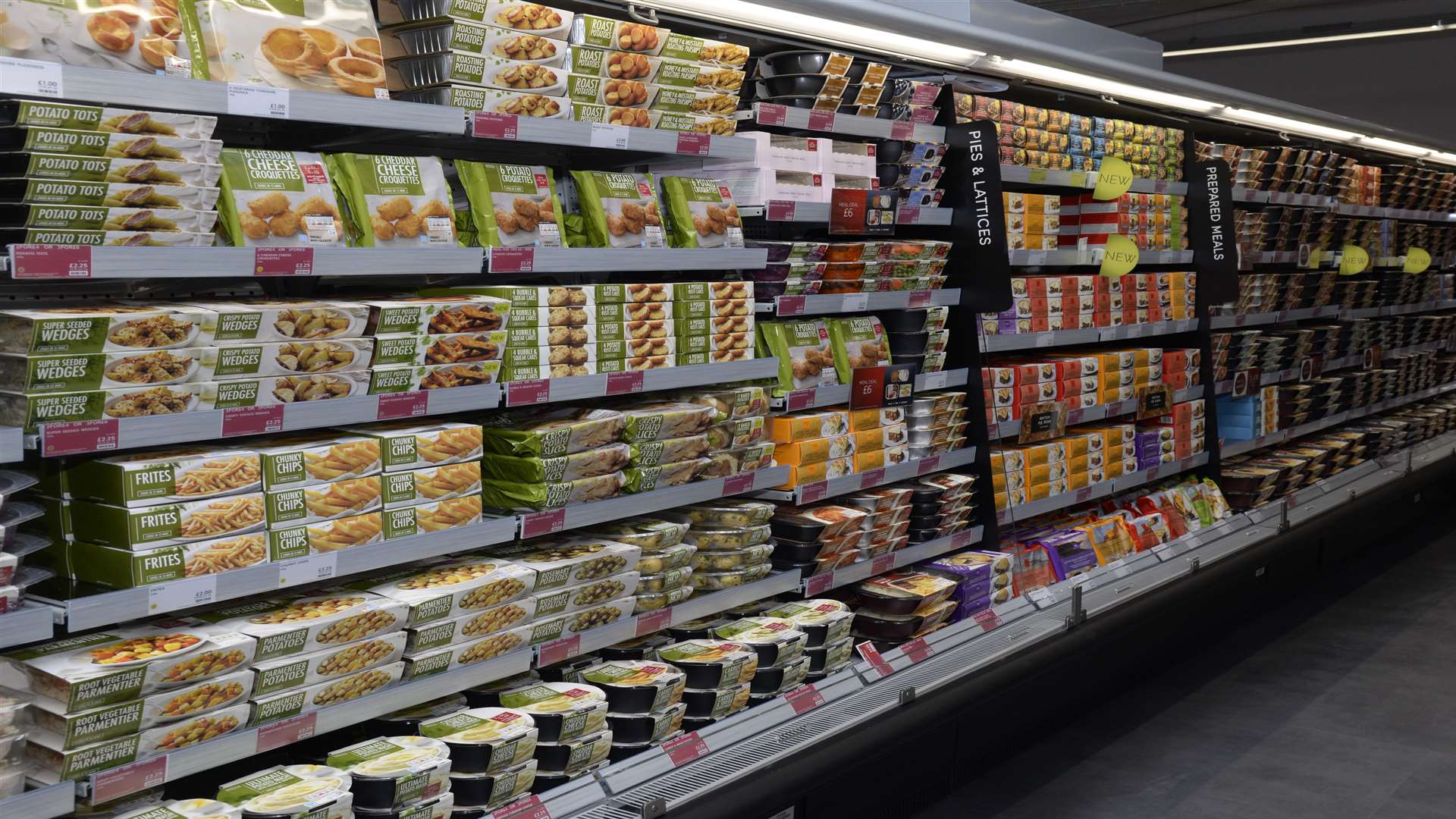 The ready meals aisle at an M&S Foodhall in Sittingbourne