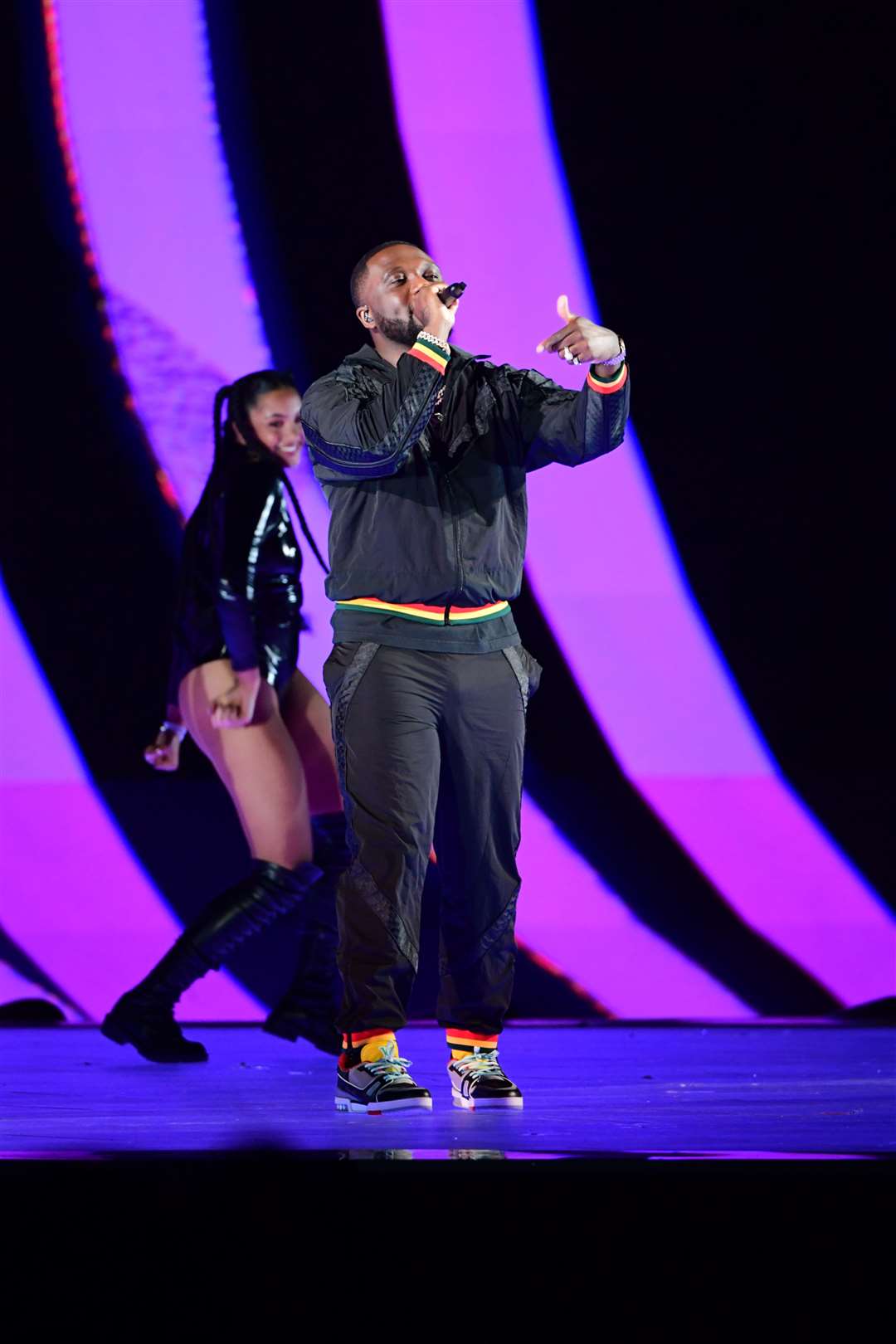 Headie One performs during the Brit Awards 2021 at the O2 Arena (PA)