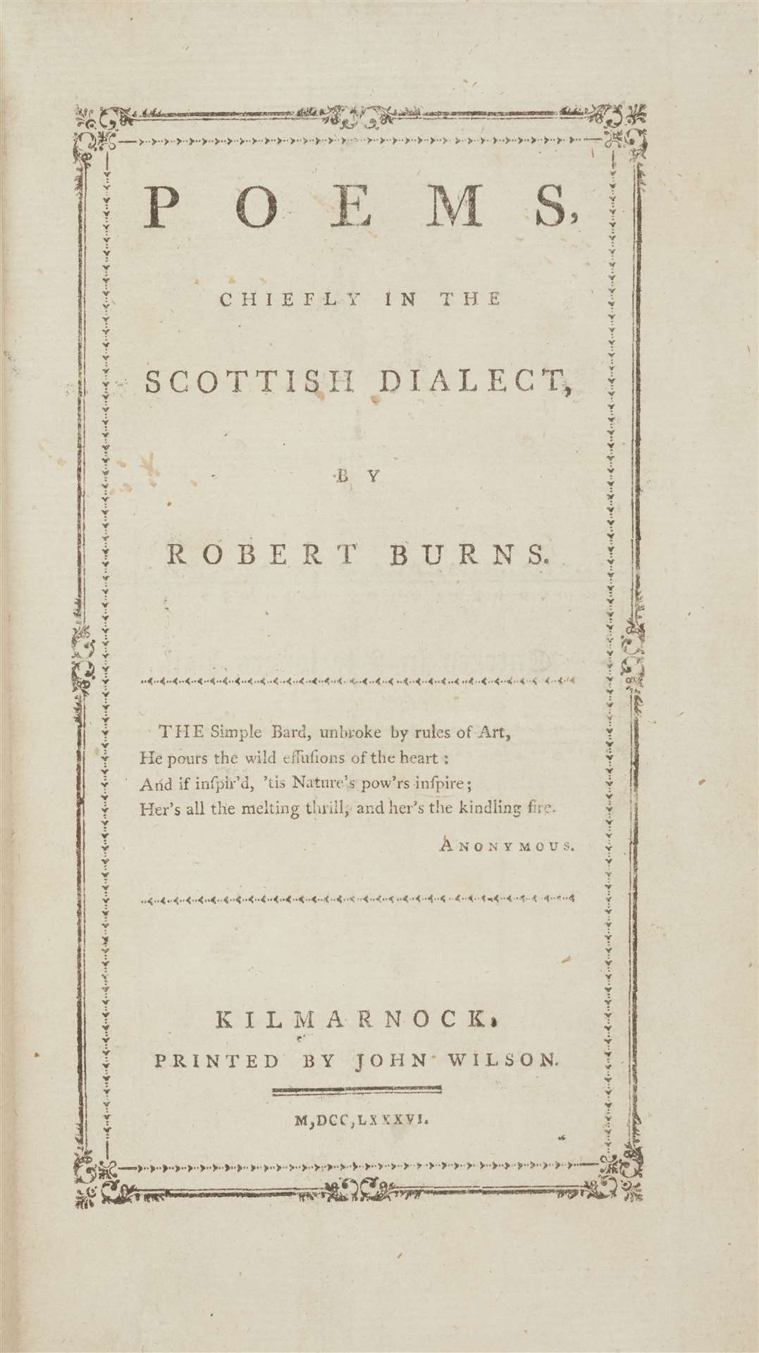 A page from the first edition of Poems Chiefly In The Scottish Dialect (Lyon & Turnbull/PA)