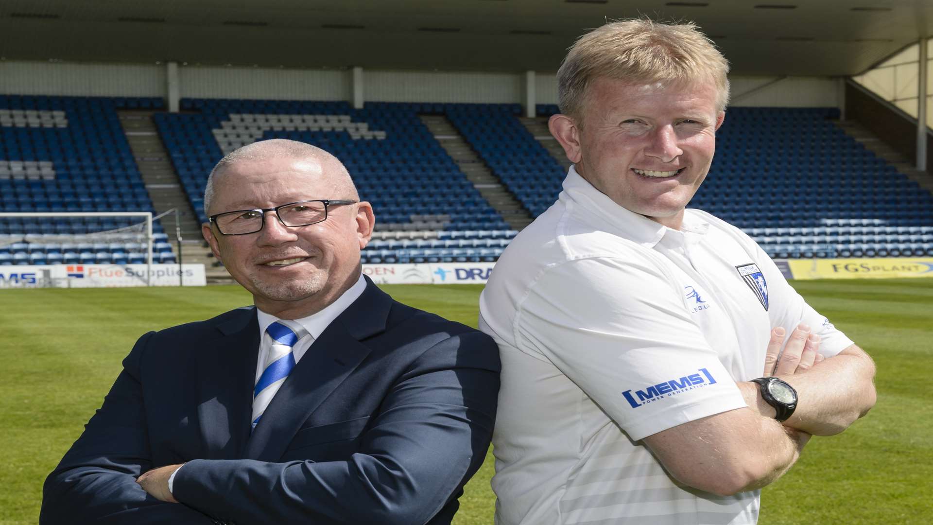 Gillingham chairman Paul Scally with head coach Ady Pennock Picture: Andy Payton