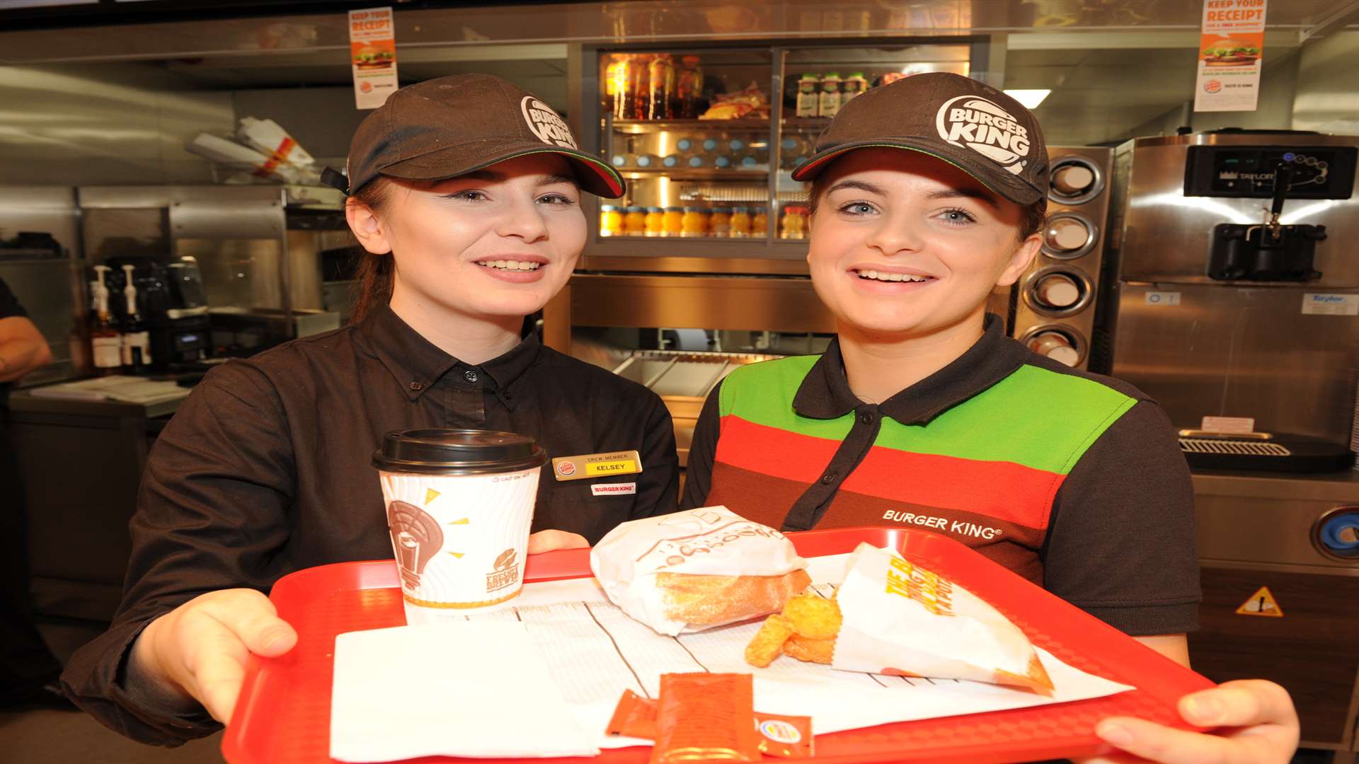 Kelsey Nolan and Sian Gillham with the first meal