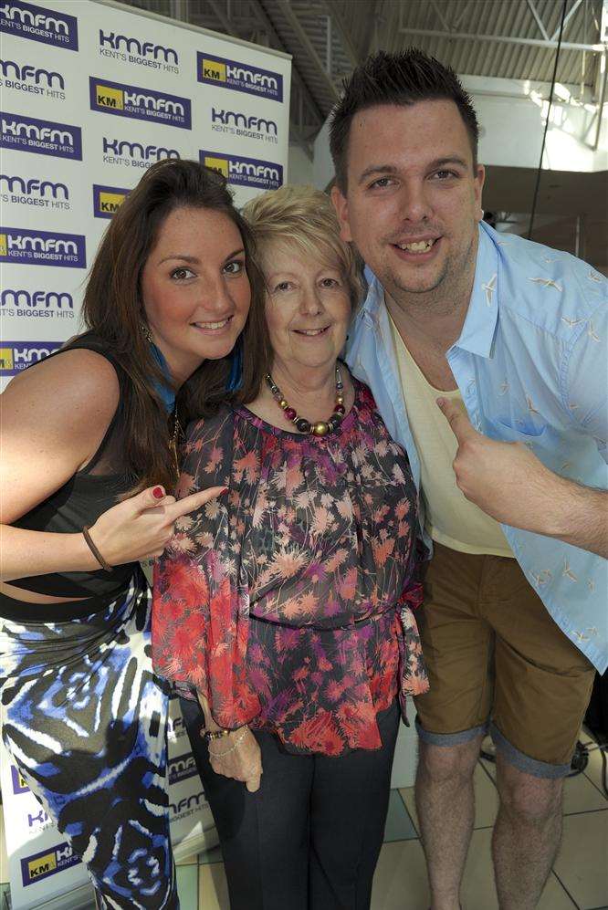 Emma and Rob with £500 winner Maggie Sparks, from Maidstone.