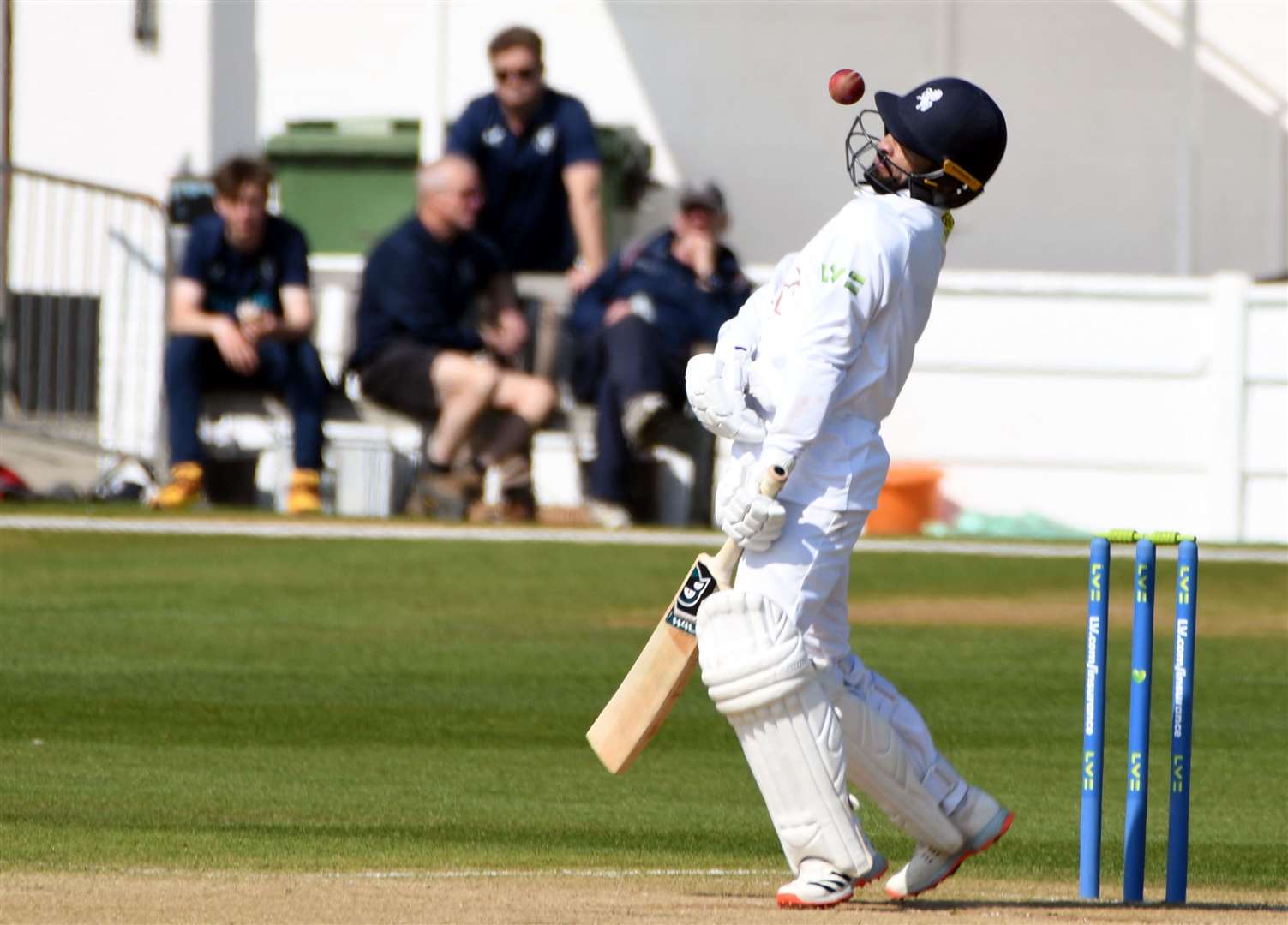 Nightwatchman Hamidullah Qadri avoids a bouncer. Picture: Barry Goodwin