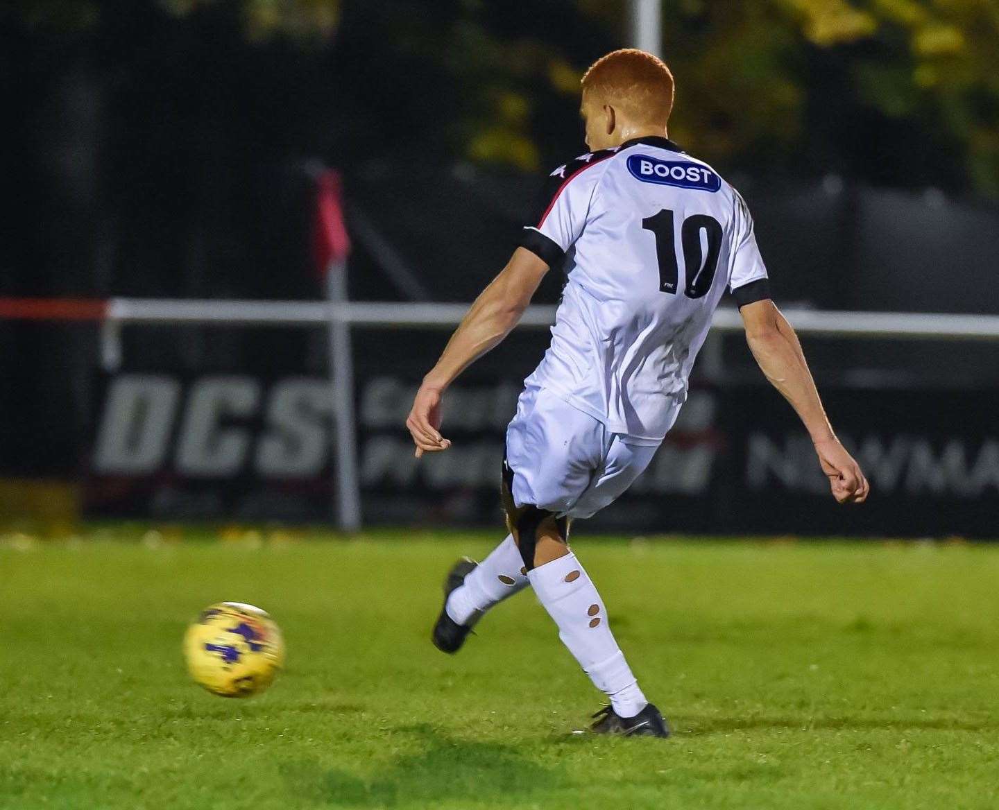 Faversham striker Tashi-Jay Kwayie scores from the penalty spot at Punjab. Picture: Ian Scammell