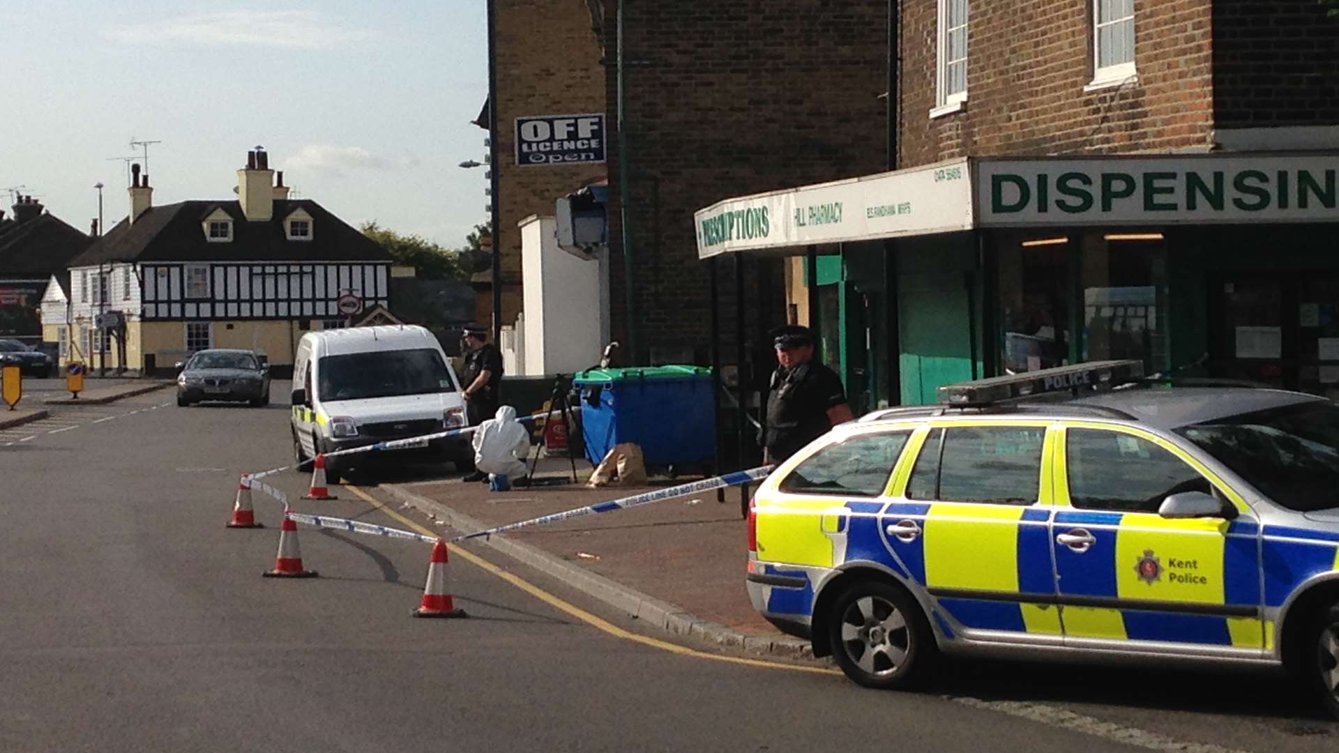 The police presence at The Hill in Northfleet