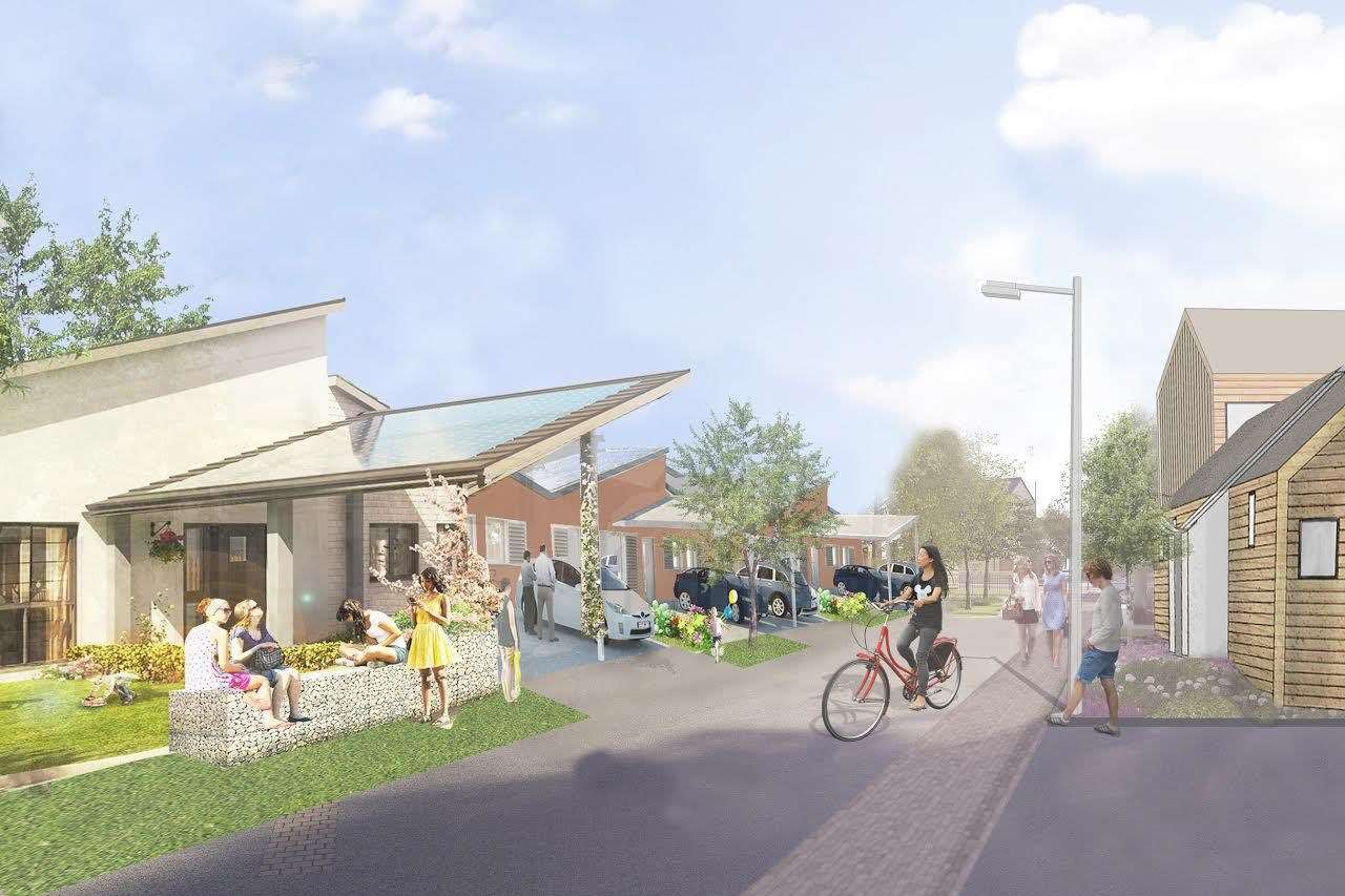 An artist's impression of how the finished Otterpool Park will look