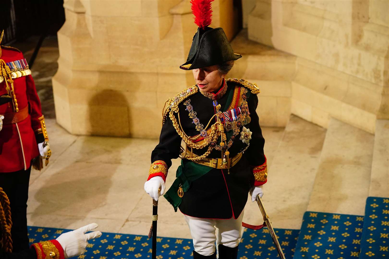 The Princess Royal took the role of the Gold Stick in Waiting, the King’s personal bodyguard (Victoria Jones/PA)