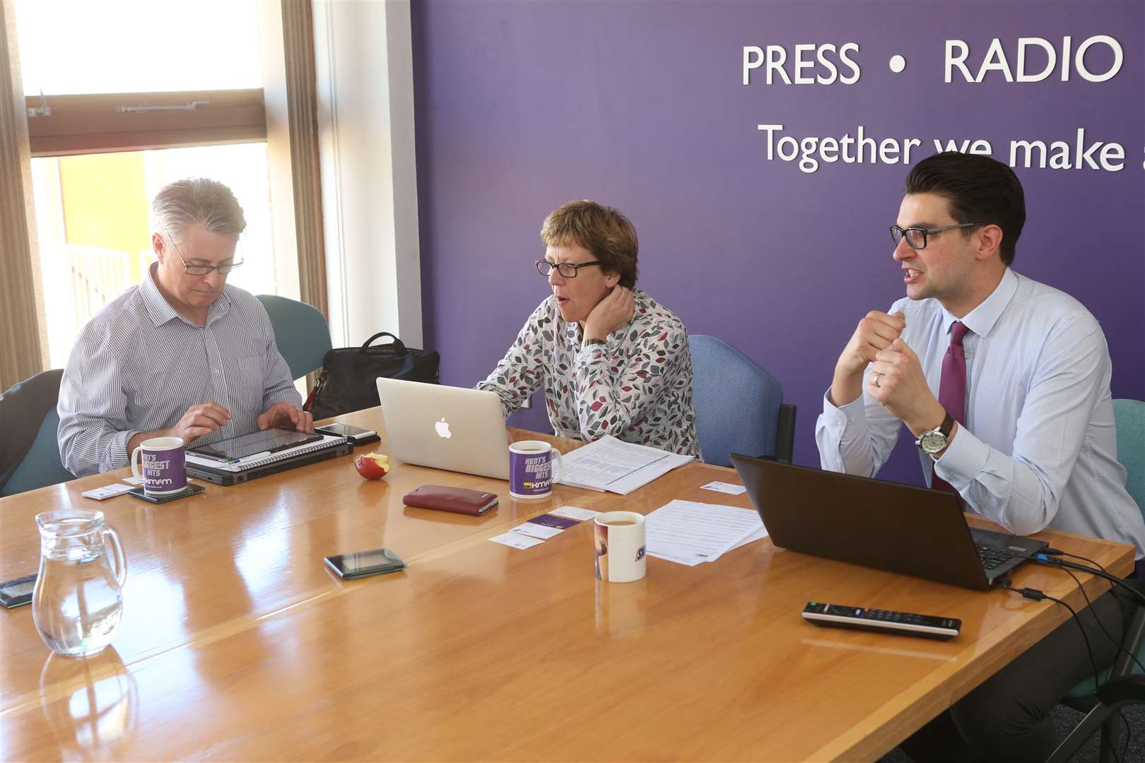 From left, Alan Walker of NCL and Sue Nelson of Breakthrough Funding judge the Future List with KM Group business editor Chris Price