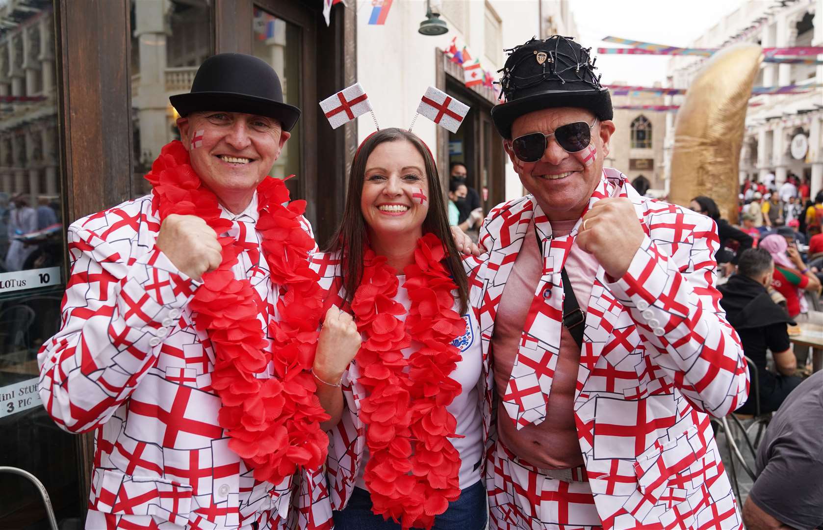 England fans in Souq Waqif before the game (Adam Davy/PA)