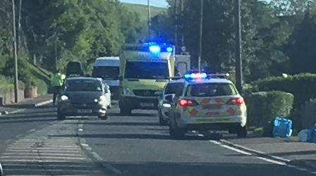 A man has been taken to hospital after a crash between a car and a pedestrian