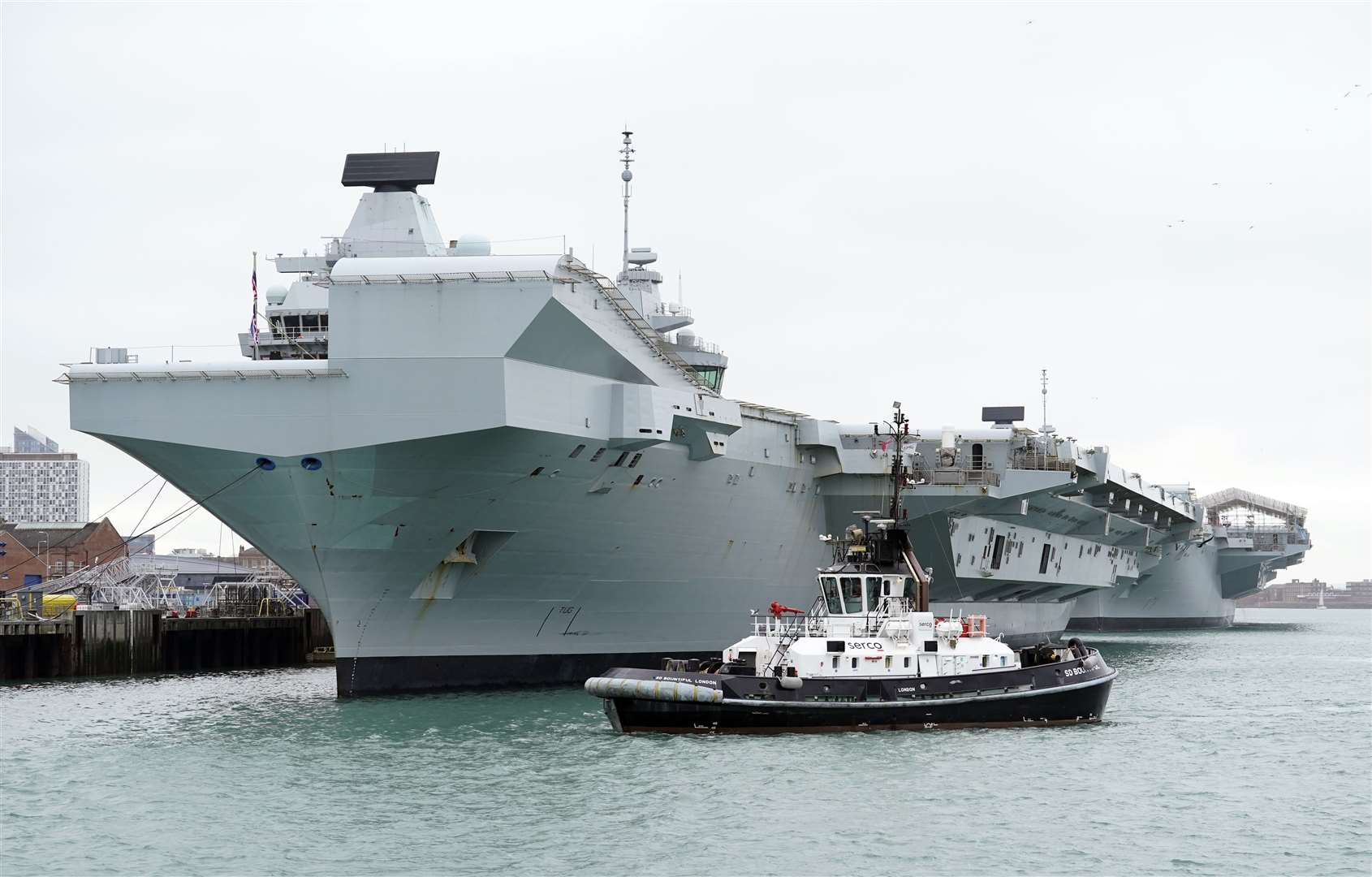 The setback came 18 months after sister ship HMS Prince of Wales broke down off the Isle of Wight after it sailed for the US having suffered a malfunction with a coupling on its starboard propeller (Andrew Matthews/PA)