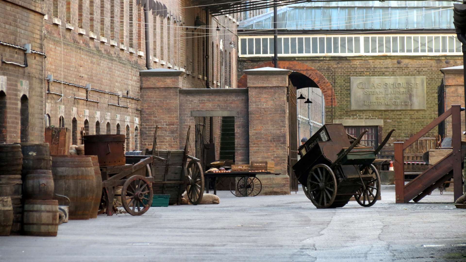 The dockyard is transformed for the film, starring Meryl Streep