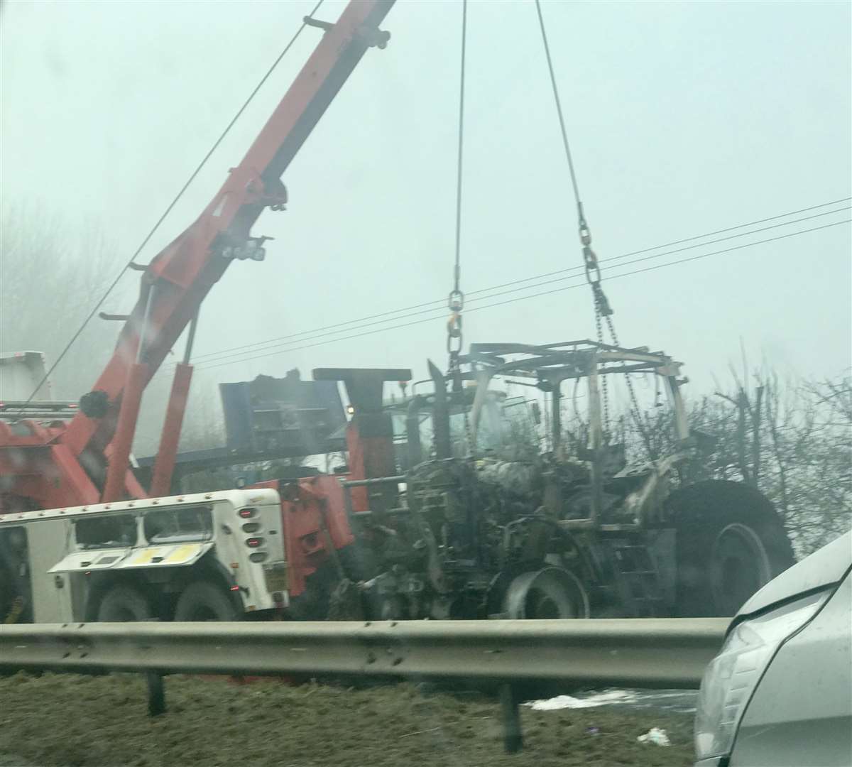 A tractor had been on fire on the A249 Pic: Matt Walker (6781887)