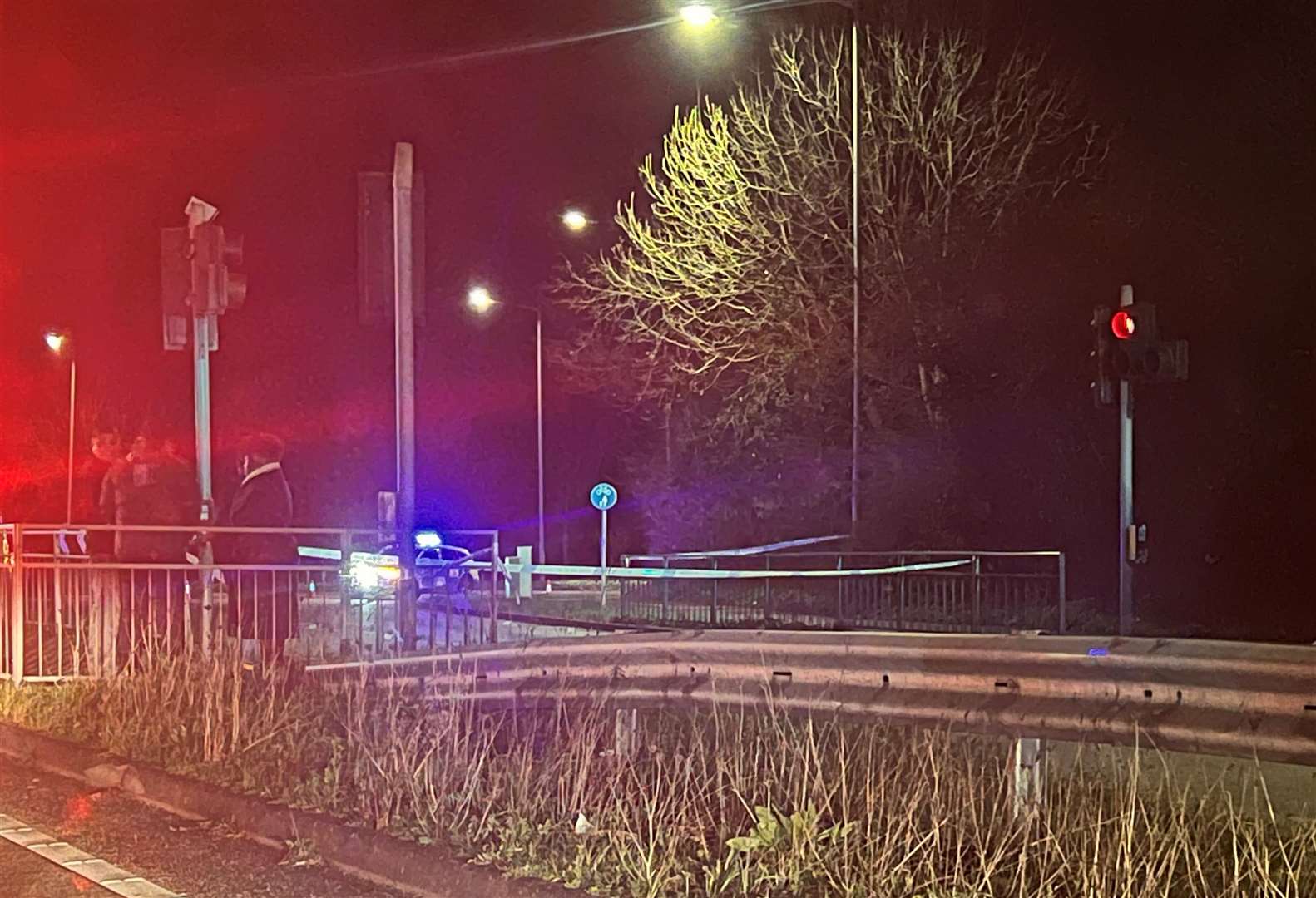 Two pedestrians were taken to hospital following the accident near Tesco Extra in Kingsnorth, Ashford. Picture: Steve Salter