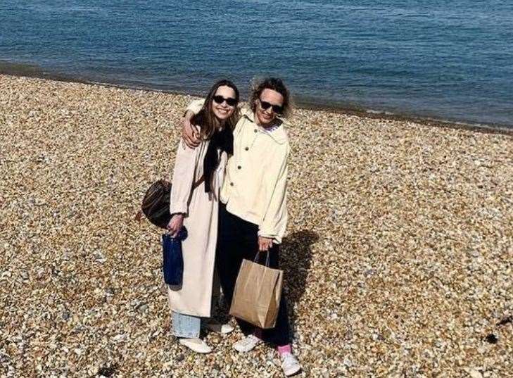 Emilia Clarke on the beach at Deal. Picture: @emilia_clarke/Instagram