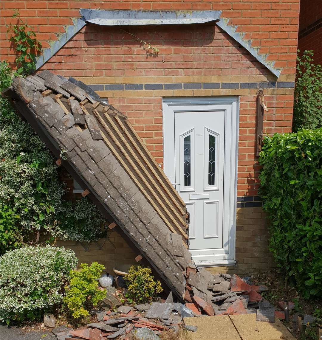 Nikki Emden got a shock when her porch collapsed at her Hawkinge home. All pictures: Nikki Emden