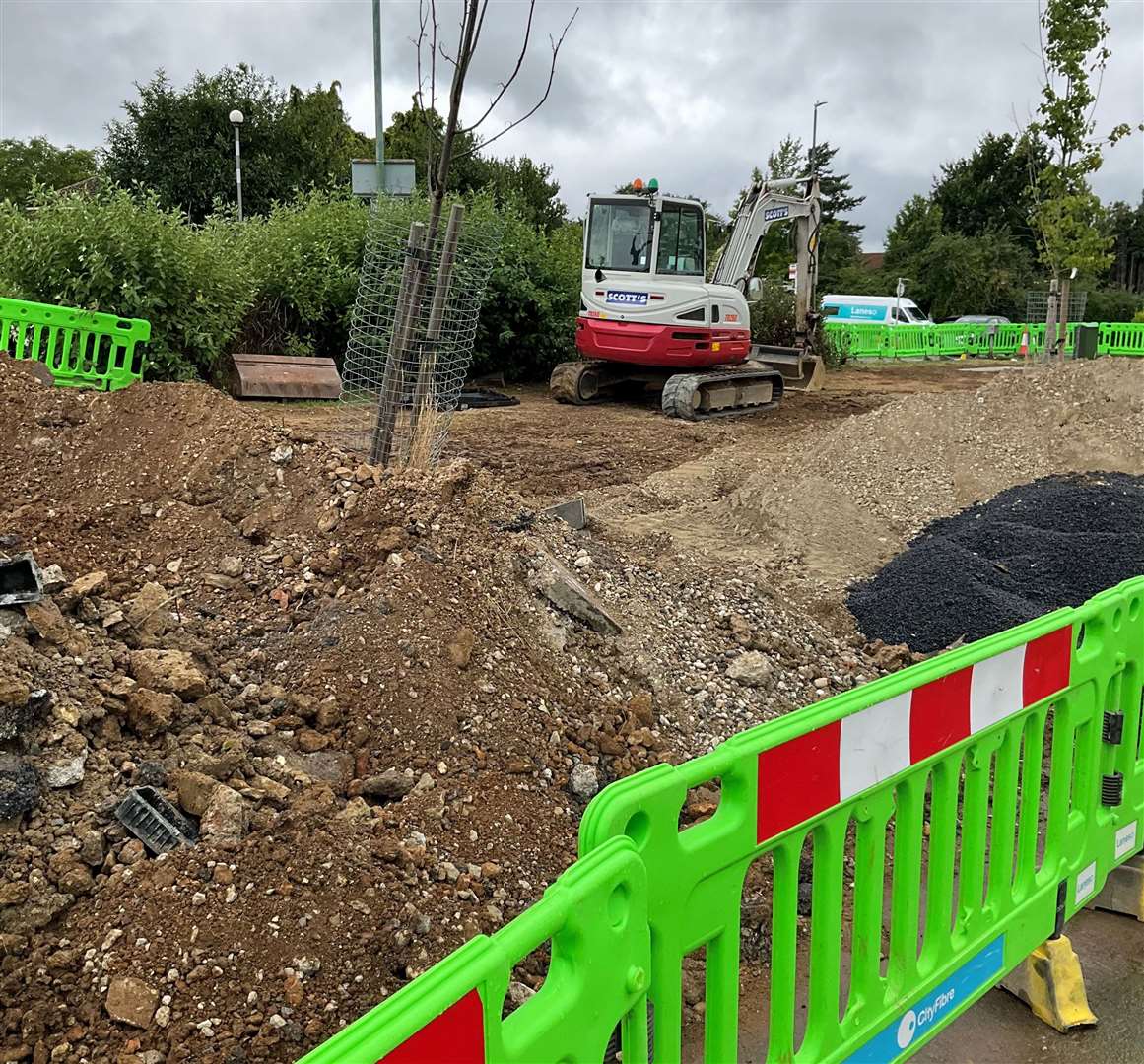 Alan Edwards of Adisham Drive says the grass verge between his road and London Road is being used as a "dump" by CityFibre workers. Picture: Alan Edwards