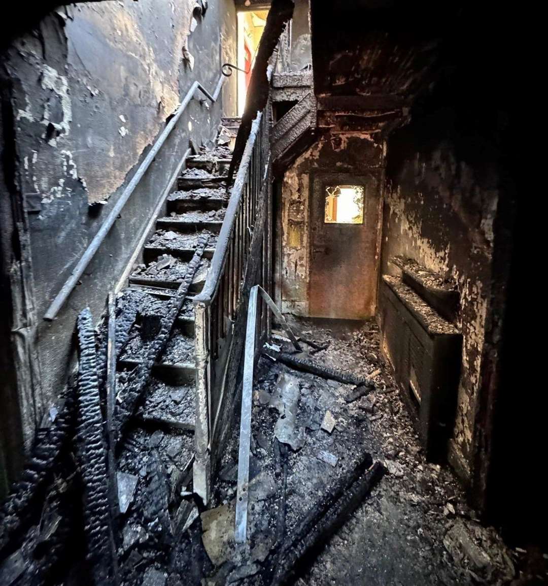 The aftermath of the fire at the HMO in Faversham which is believed to have been caused by an e-scooter. Picture: SWNS