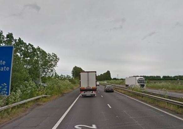 Five vehicles have collided on the M2 coastbound. Picture: Google Street View