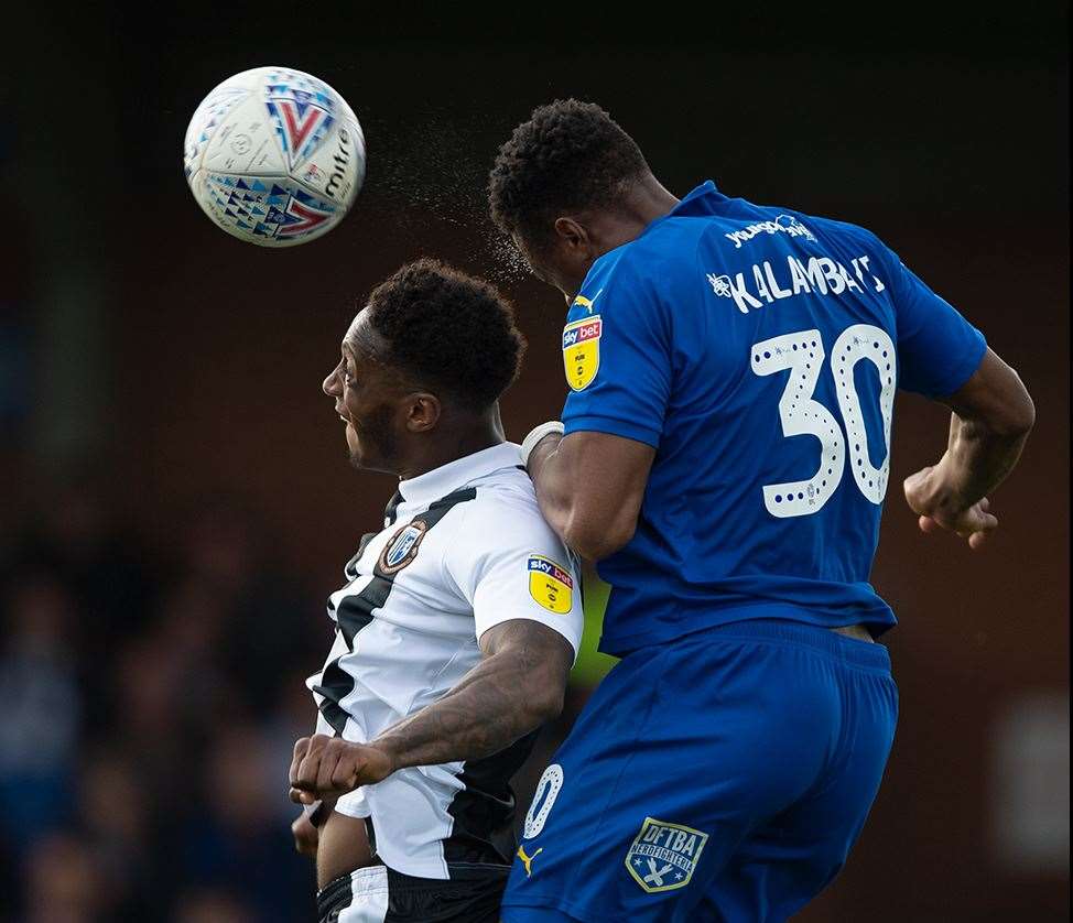 Brandon Hanlan challenges for the ball Picture: Ady Kerry